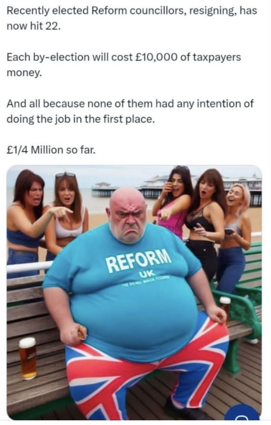 Quarter pf a million pounds of tax payers will now be wasted on re-elctions, and the figure's rising!